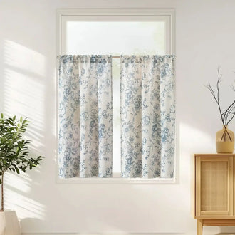 
                    
                      Vintage Line-Art Large Floral Rod Pocket Kitchen Curtains - Jinchan Home
                    
                  