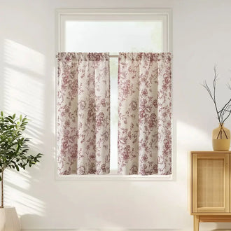 
                    
                      Vintage Line-Art Large Floral Rod Pocket Kitchen Curtains - Jinchan Home
                    
                  
