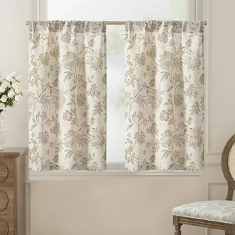 Vintage Botanical Floral Print Kitchen Curtains - Jinchan Home