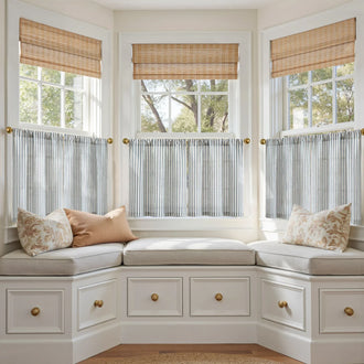 
                    
                      Colorful Striped Linen Kitchen Curtains - Jinchan Home
                    
                  