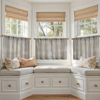 
                    
                      Colorful Striped Linen Kitchen Curtains - Jinchan Home
                    
                  