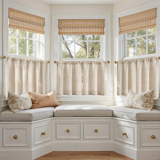 
                    
                      Colorful Striped Linen Kitchen Curtains - Jinchan Home
                    
                  