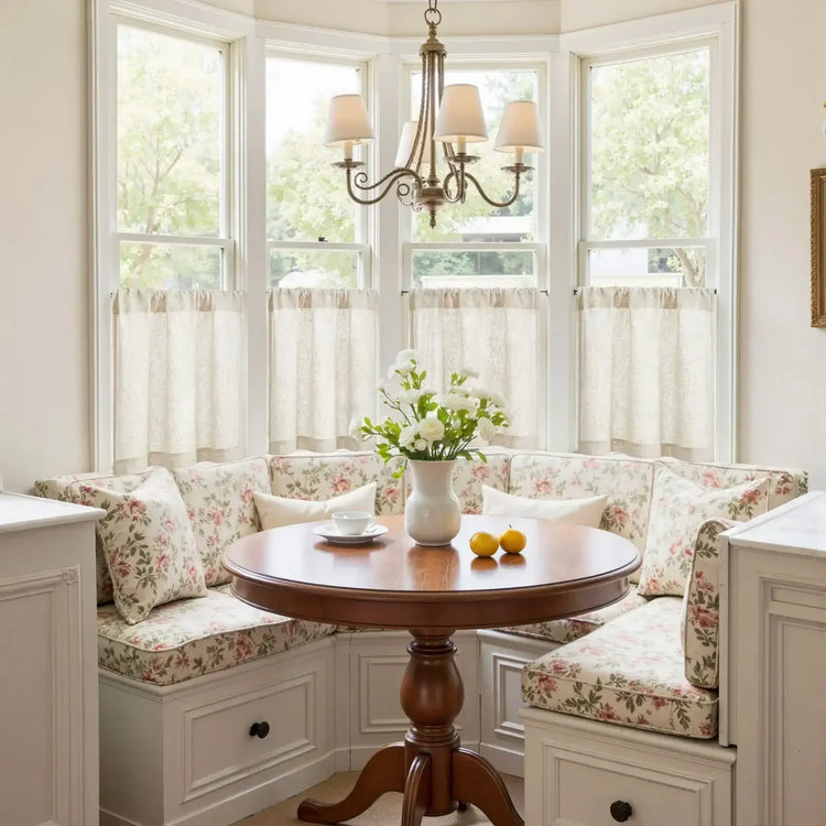 Linen Textured Tier Kitchen Curtains - Jinchan Home