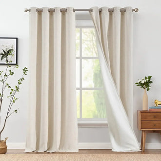 
                    
                      Lined Linen-Blend Solid Grommet Curtains - Jinchan Home
                    
                  