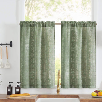 
                    
                      Boho Striped Pattern Linen Blend Kitchen Curtains - Jinchan Home
                    
                  
