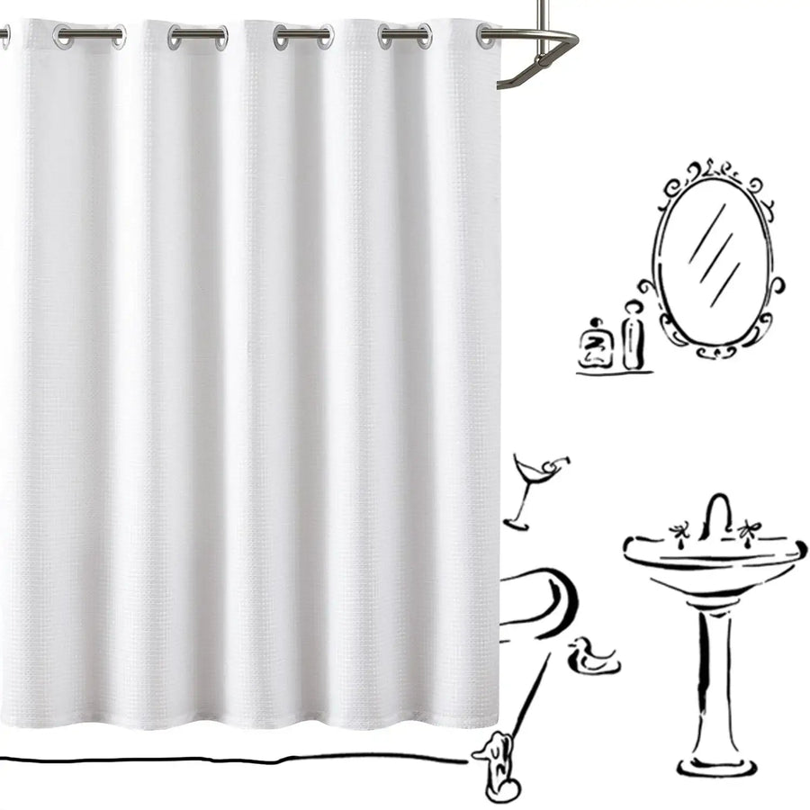 Waffle Weave Hookless Shower Curtain - Jinchan Home