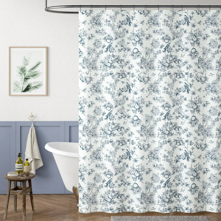 Hand-Drawn Floral Bird Shower Curtain - Jinchan Home