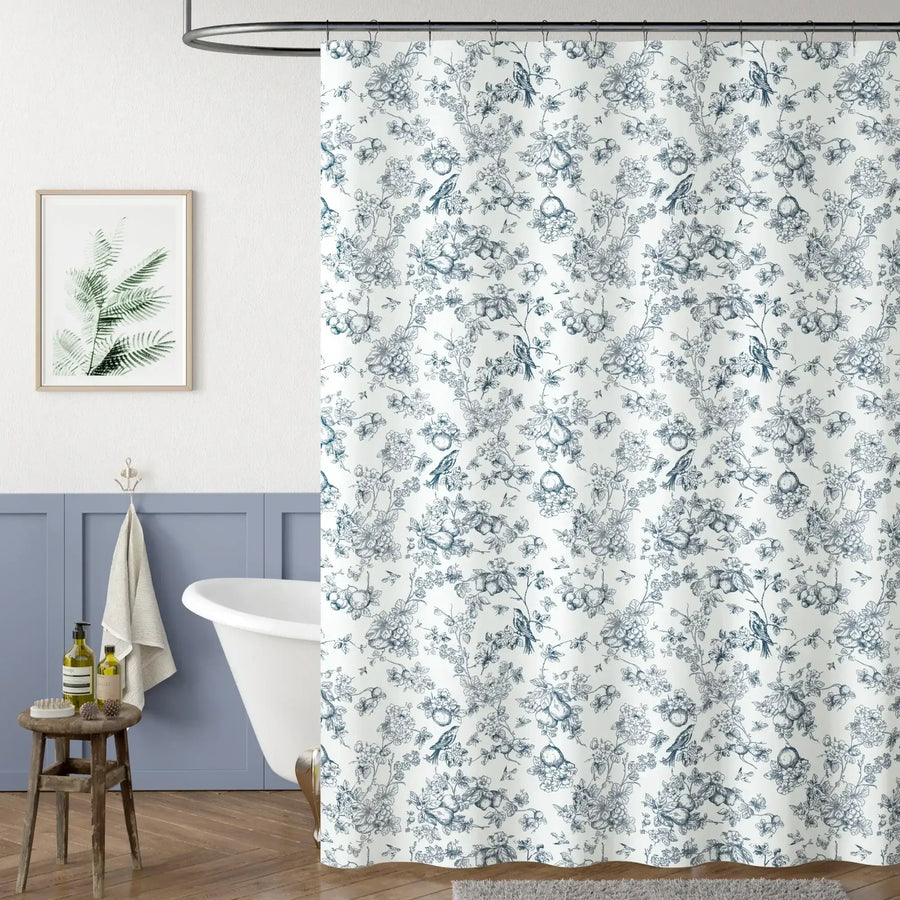 Hand-Drawn Floral Bird Shower Curtain - Jinchan Home