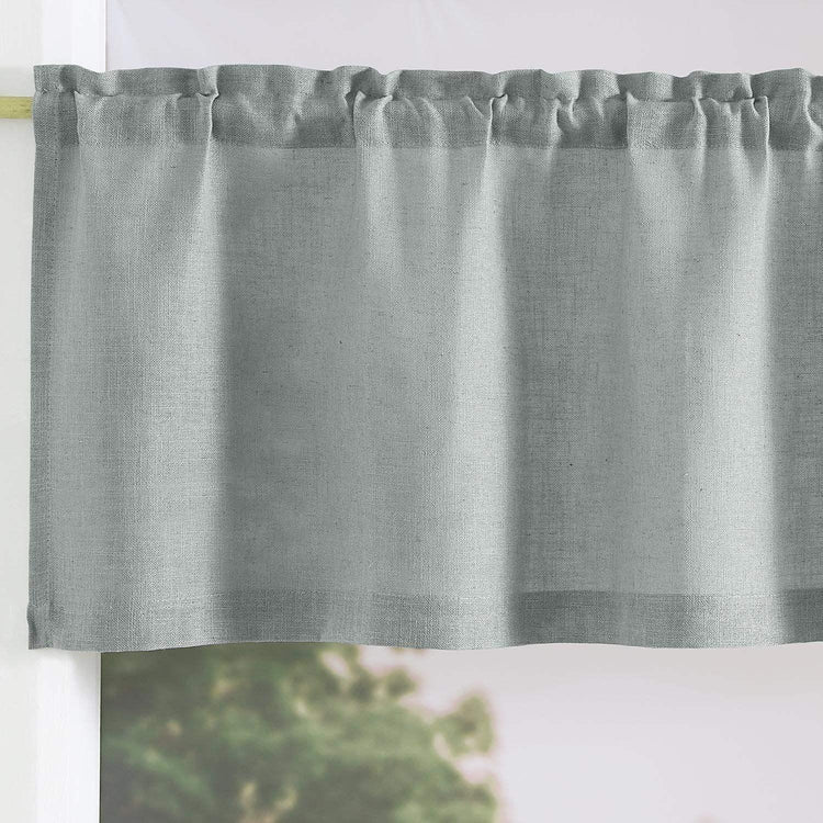Solid Poly-Linen Cross-Weave Rod Pocket Valance - Jinchan Home
