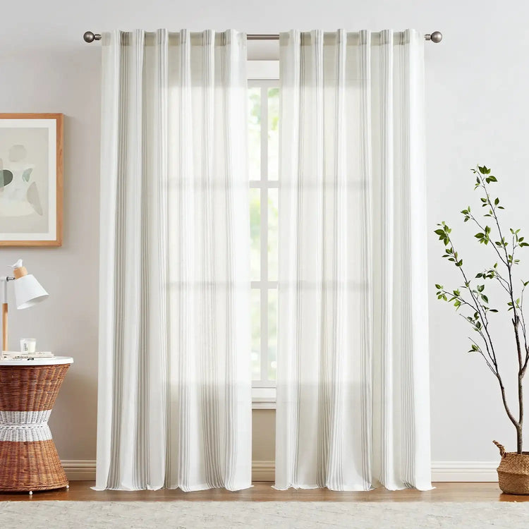Ticking Stripe 3-in-1 Curtains - Jinchan Home