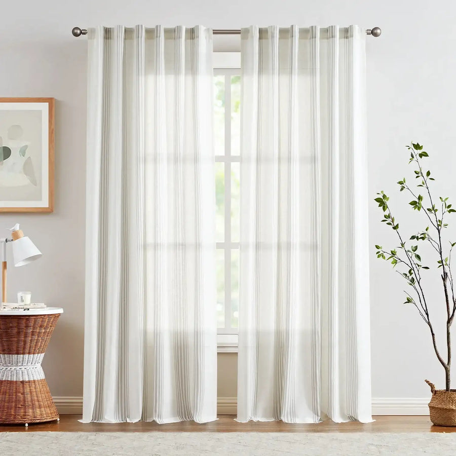 Ticking Stripe 3-in-1 Curtains - Jinchan Home
