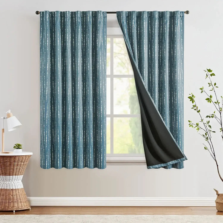 Boho Moon Phase Print Blackout Curtains - Jinchan Home