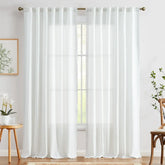 Scalloped Lace Linen-Blend Sheer Curtains - Jinchan Home