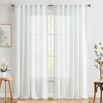 
                    
                      Scalloped Lace Linen-Blend Sheer Curtains - Jinchan Home
                    
                  