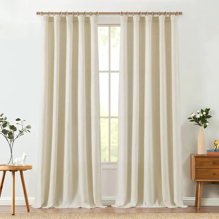 Solid Faux Linen 3-in-1 Curtains - Jinchan Home