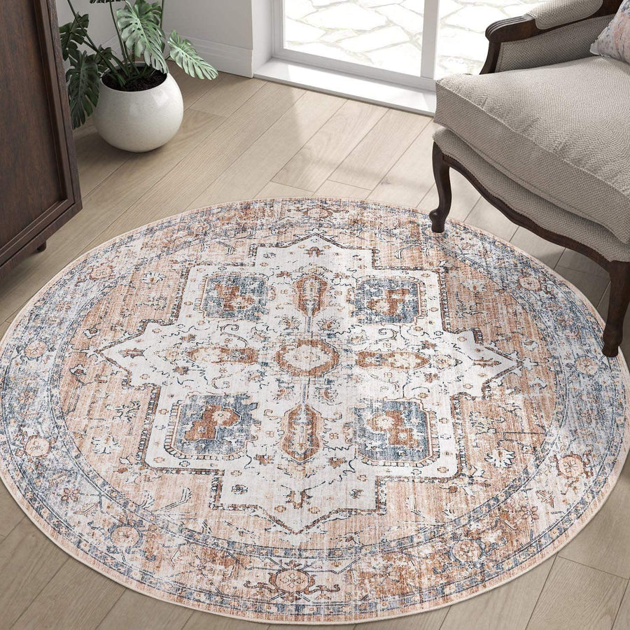 Vintage Persian-Style Distressed Area Rug - Jinchan Home