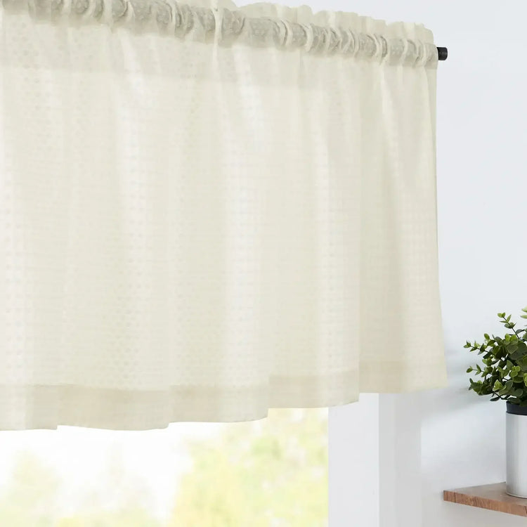 Solid Waffle Weave Rod-Pocket Valance - Jinchan Home