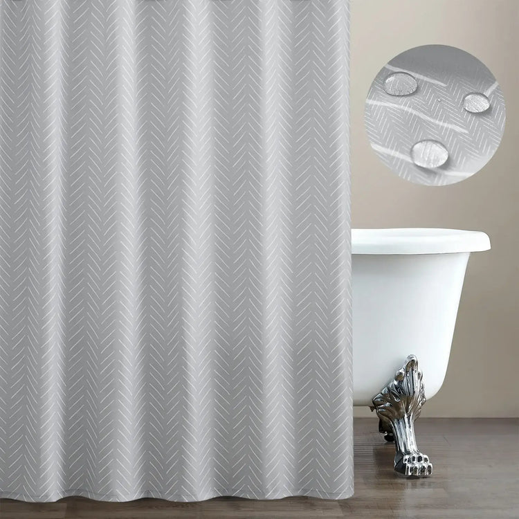 Solid Herringbone Waterproof Shower Curtain - Jinchan Home