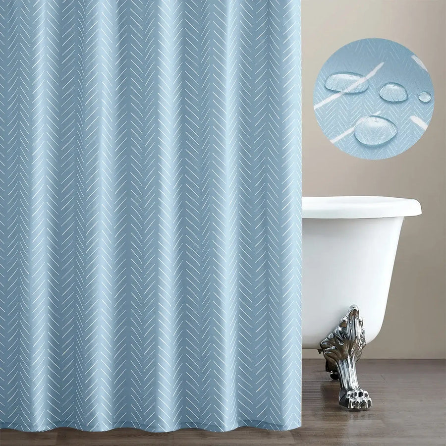 Solid Herringbone Waterproof Shower Curtain - Jinchan Home