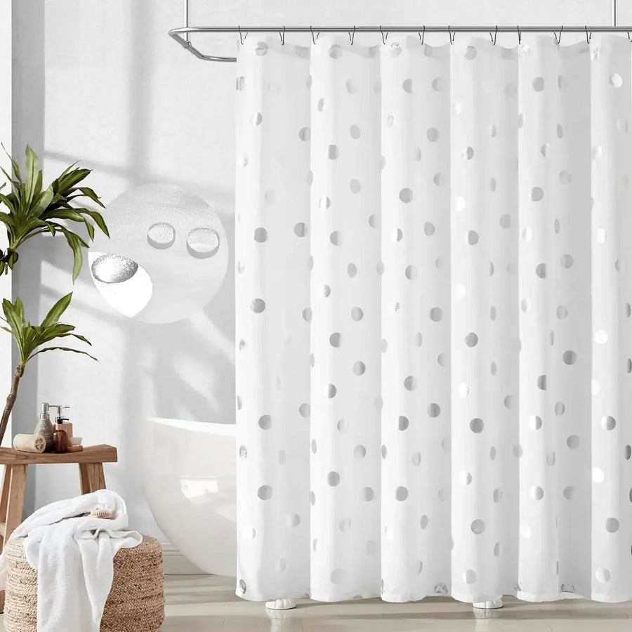 Waterproof Polka Dot Fabric Shower Curtain - Jinchan Home