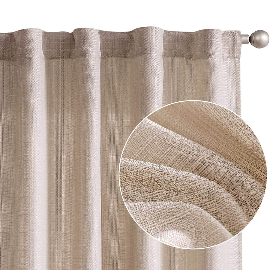 Solid Faux Linen Polyester 3-in-1 Curtains - Jinchan Home