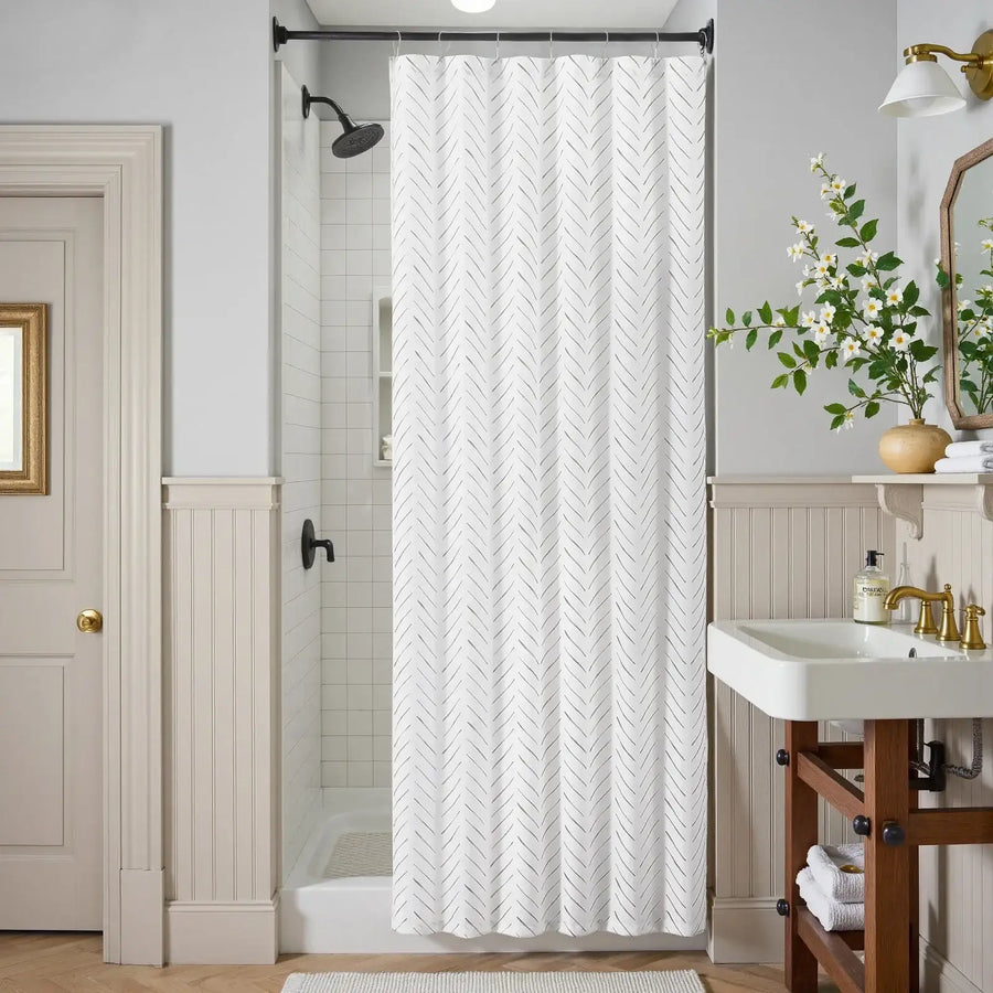 Herringbone Printed Shower Curtain - Jinchan Home