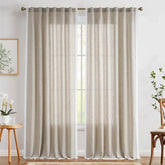 Scalloped Lace Linen-Blend Sheer Curtains - Jinchan Home