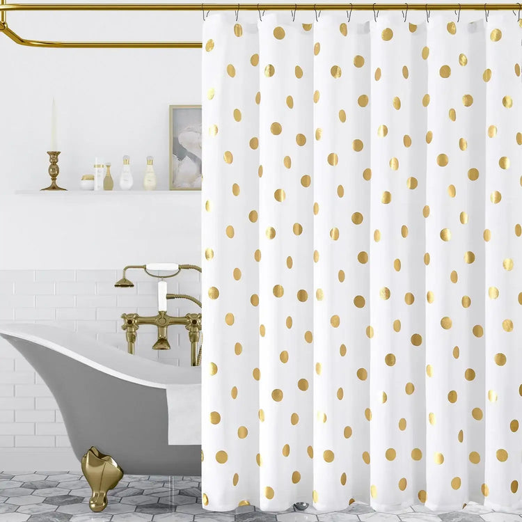 Waterproof Polka Dot Fabric Shower Curtain - Jinchan Home