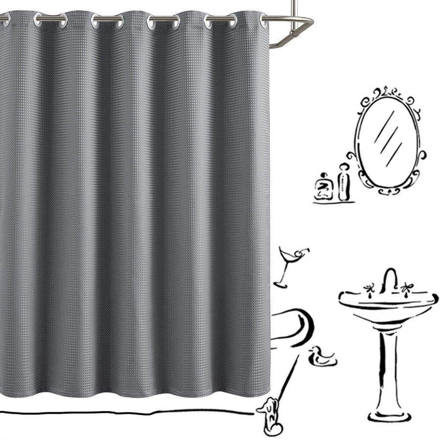 Waffle Weave Hookless Shower Curtain - Jinchan Home