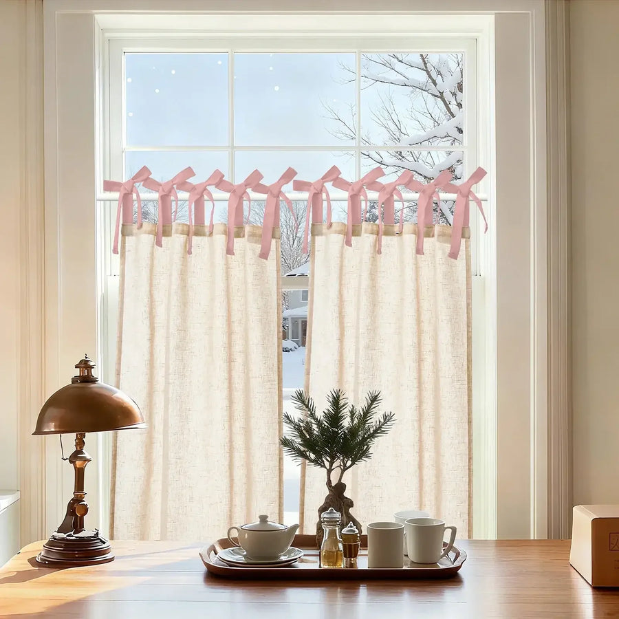 DIY Colorblock Linen-Blend Kitchen Curtains - Jinchan Home