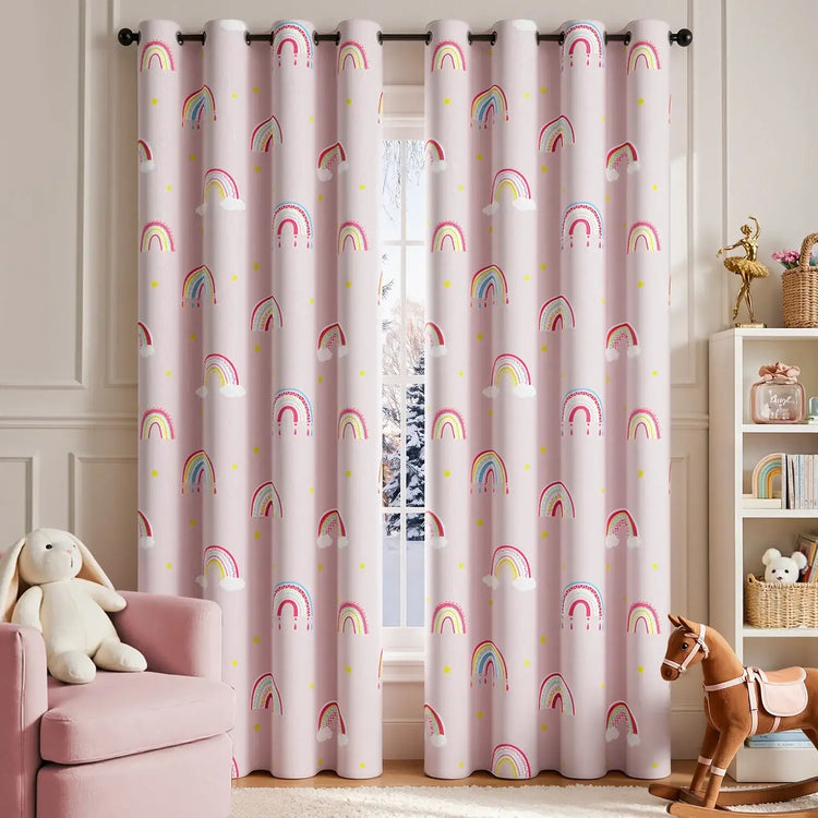 Kids Rainbow Print Blackout Curtains - Jinchan Home