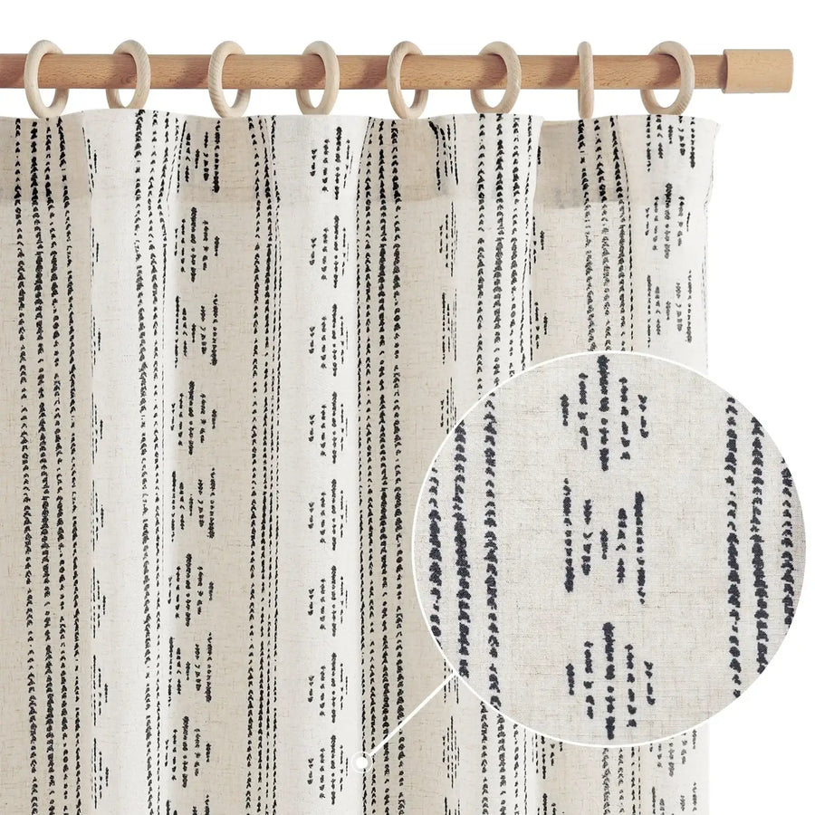 Boho Tribal Pattern 3-in-1 Linen-Blend Curtains - Jinchan Home