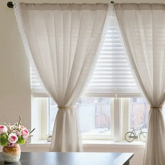 
                    
                      Scalloped Lace Linen-Blend Sheer Curtains - Jinchan Home
                    
                  