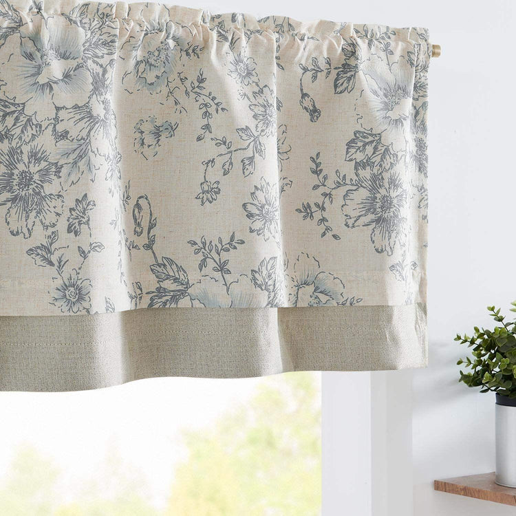 Vintage Peony Floral Linen Window Valance - Jinchan Home