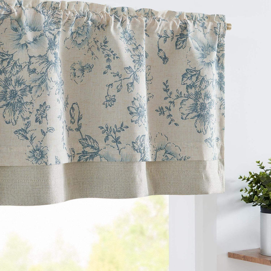 Vintage Peony Floral Linen Window Valance - Jinchan Home