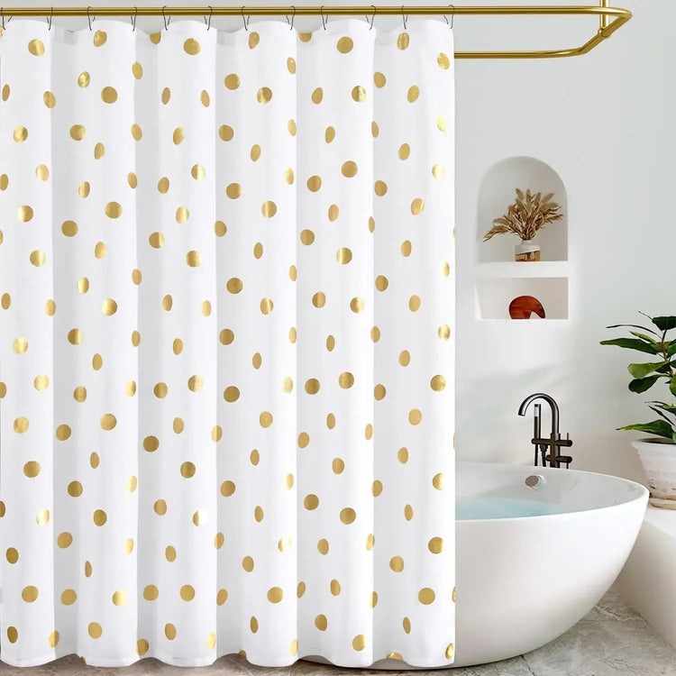 Waterproof Polka Dot Fabric Shower Curtain - Jinchan Home
