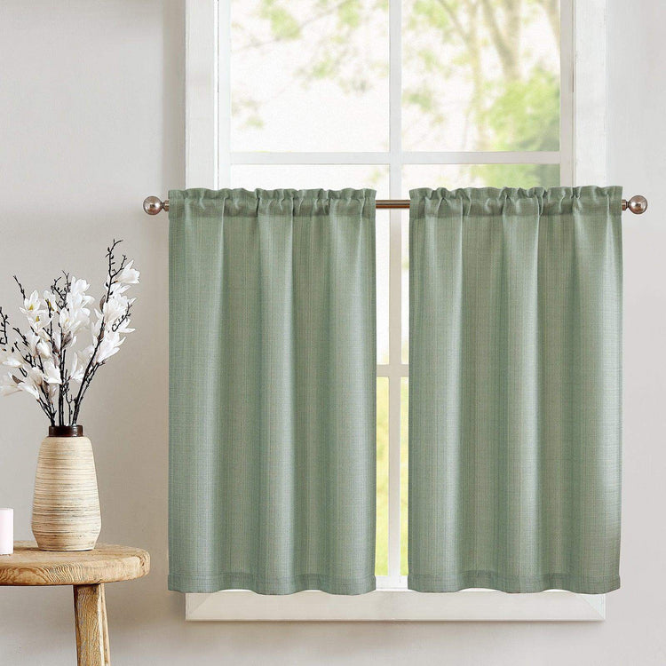 Solid Textured Network Polyester Kitchen Curtains - Jinchan Home