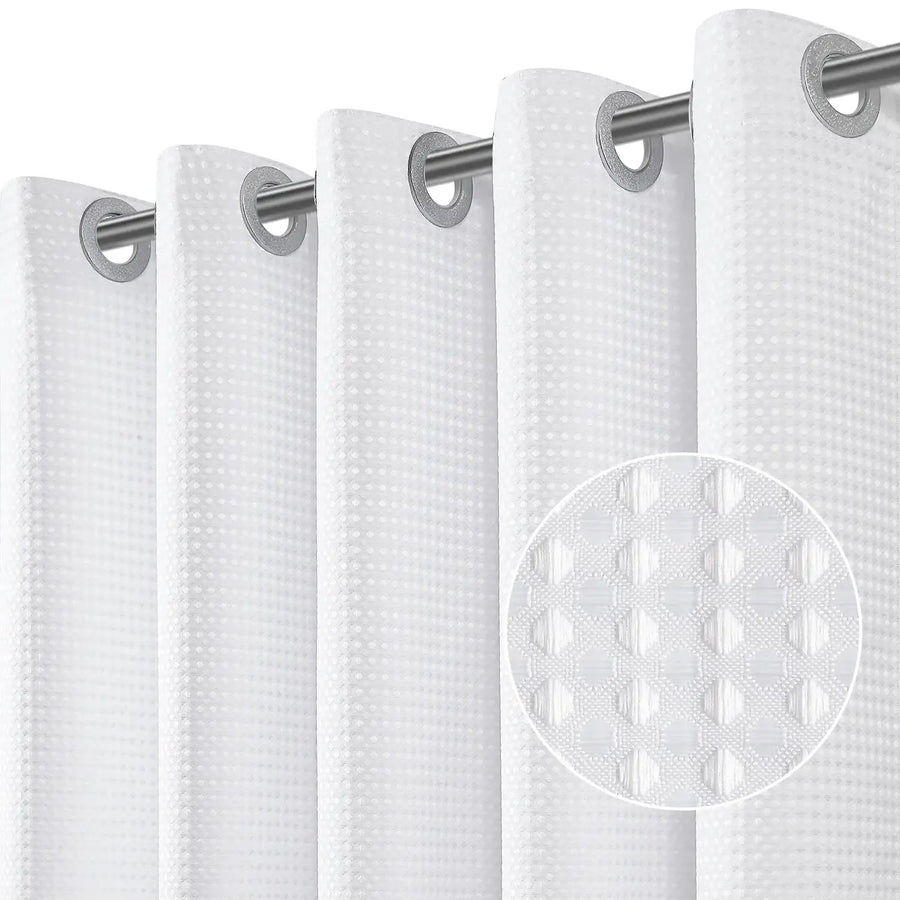 Waffle Weave Hookless Shower Curtain - Jinchan Home