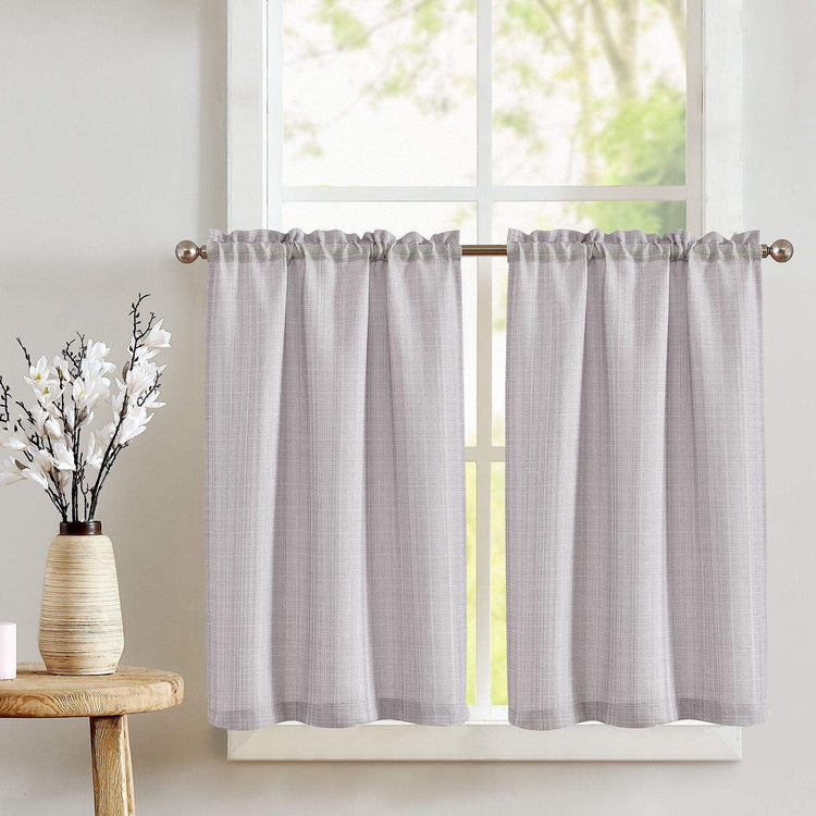 Solid Textured Network Polyester Kitchen Curtains - Jinchan Home