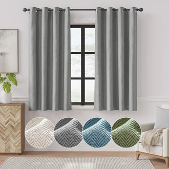 
                    
                      Herringbone Weave Solid Grommet Curtains - Jinchan Home
                    
                  
