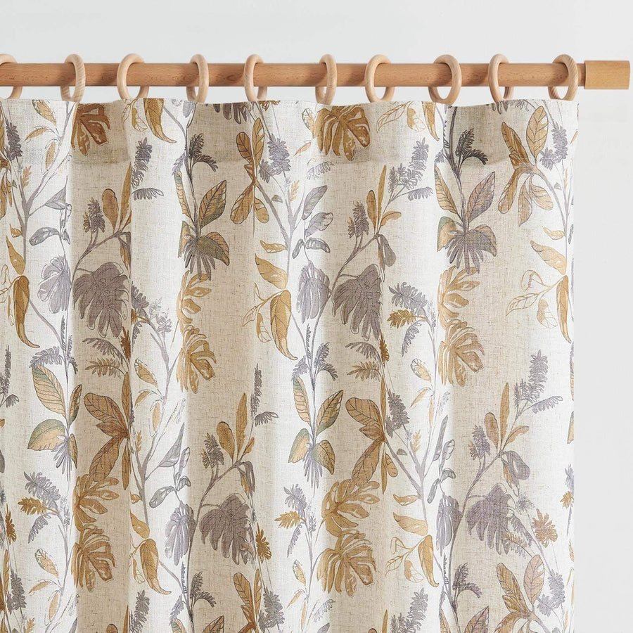 Tropical Leaf Print Botanical 3-in-1 Curtains - Jinchan Home