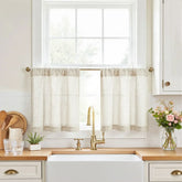 Linen Textured Tier Kitchen Curtains - Jinchan Home