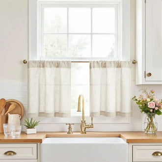 
                    
                      Linen Textured Tier Kitchen Curtains - Jinchan Home
                    
                  