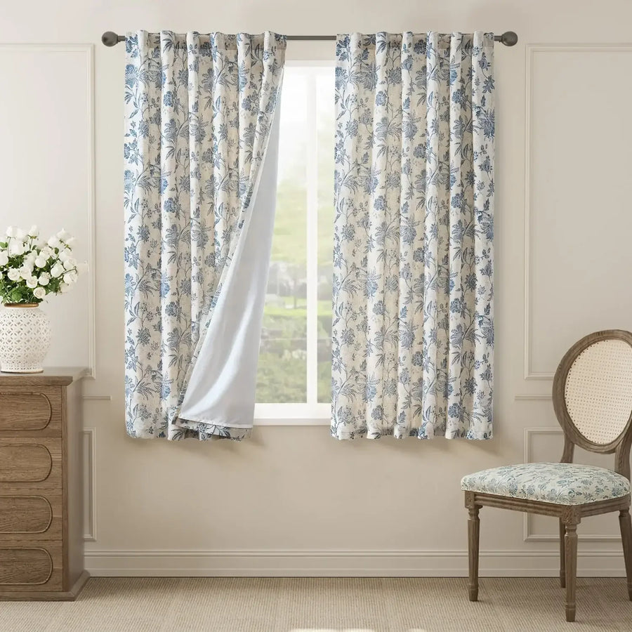 Vintage Botanical Vine Linen Curtains - Jinchan Home