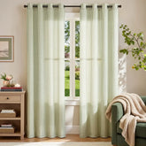 Fine-Striped Linen Blend Grommet Curtains - Jinchan Home