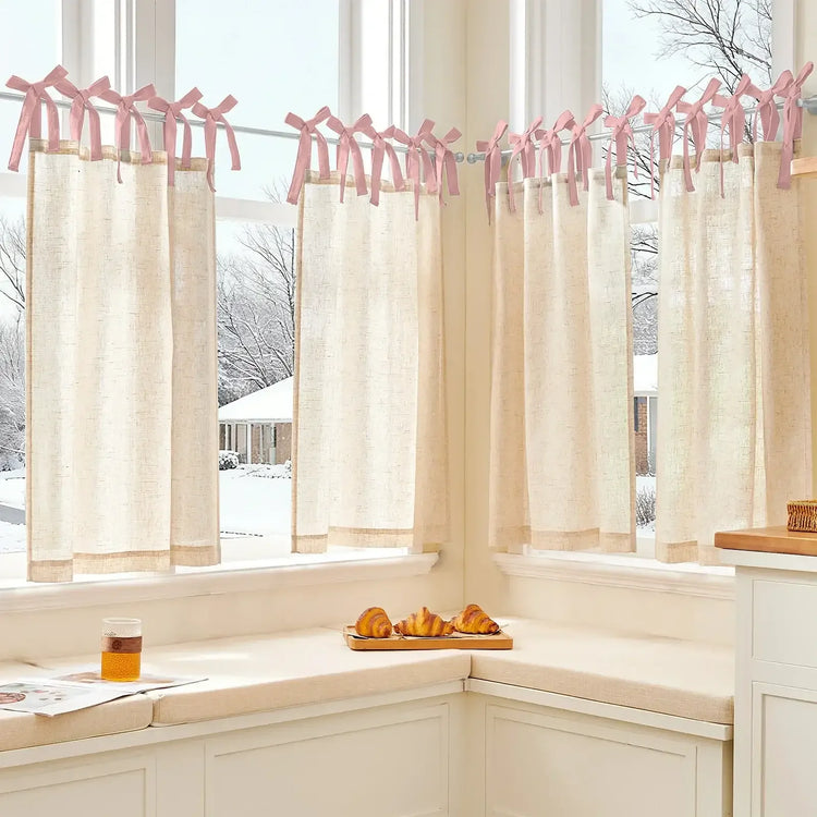 DIY Colorblock Linen-Blend Kitchen Curtains - Jinchan Home