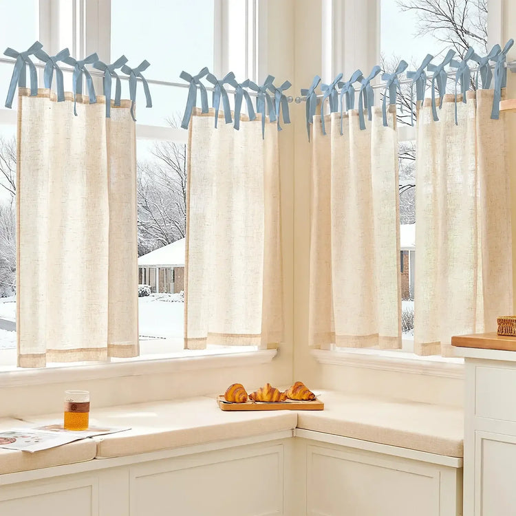 DIY Colorblock Linen-Blend Kitchen Curtains - Jinchan Home