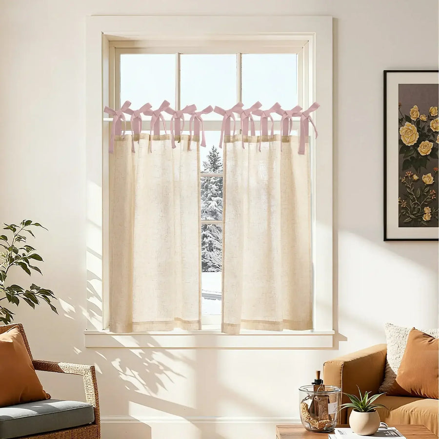 DIY Colorblock Linen-Blend Kitchen Curtains - Jinchan Home