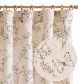 
                    
                      Floral Butterfly Linen Blend Lined Curtains - Jinchan Home
                    
                  
