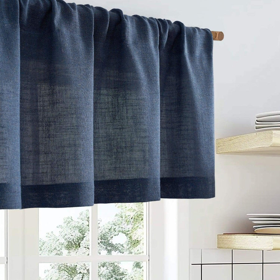 Solid Poly-Linen Cross-Weave Rod Pocket Valance - Jinchan Home